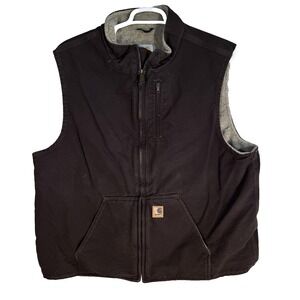 Carhartt Vest Mens 2XL Tall Dark Brown Sandstone Sherpa Lined Canvas V26 DKB